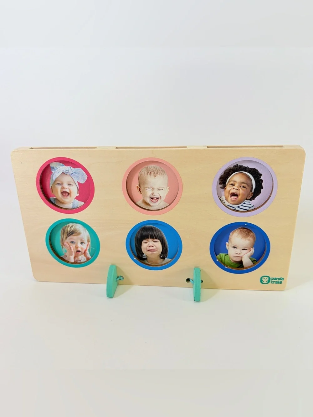 Kiwi Co Panda Crate Emotions Faces Game Wooden Coins Montessori Learning Tool